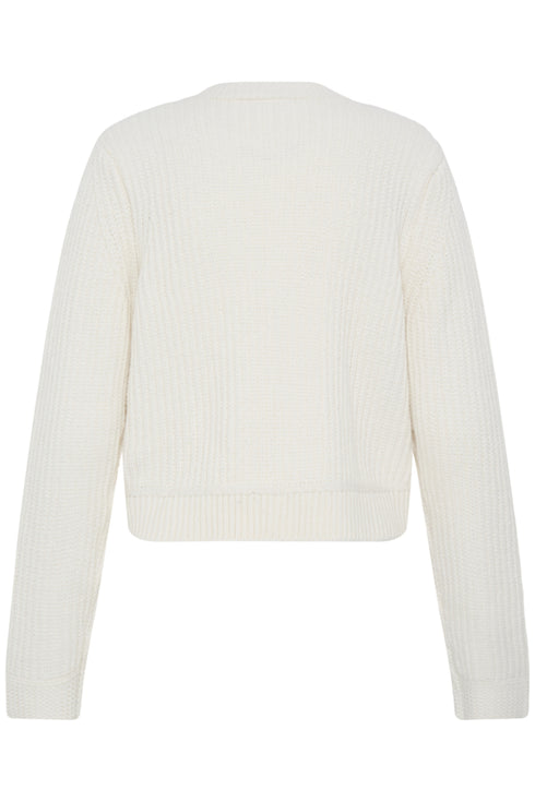 Fransa Womens Chavelly Button-Up Knit Cardigan 20618300 - Whisper White