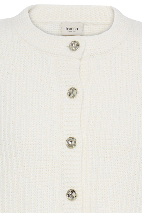 Fransa Womens Chavelly Button-Up Knit Cardigan 20618300 - Whisper White