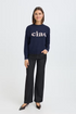 Fransa Womens Florence Knitted Pullover 20618303 - Salute Text / Blue