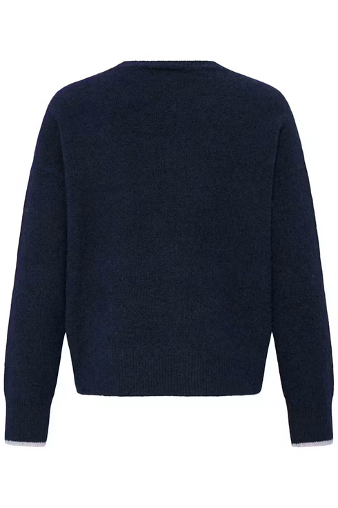 Fransa Womens Florence Knitted Pullover 20618303 - Salute Text / Blue