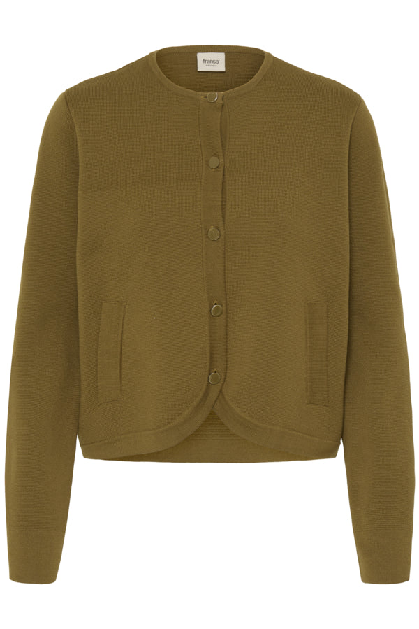 Fransa Womens Ita Button-Up Knit Cardigan 20618326 - Fir Green