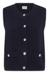 Fransa Womens Chavelly Textured Knit Waistcoat 20618337 - Dark Navy Blue