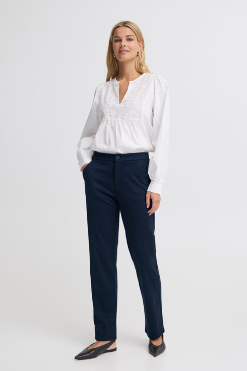 Fransa Dark Peacoat Straight Leg FRBLAZER Trousers 20618364