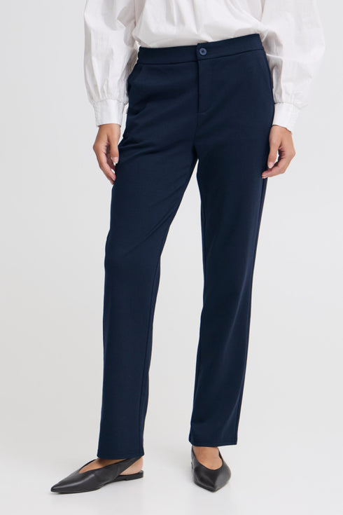 Fransa Dark Peacoat Straight Leg FRBLAZER Trousers 20618364