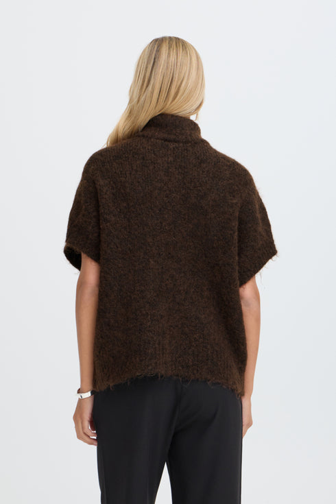 Fransa Womens Naelle Short Sleeve Knit Waistcoat 20618413 - Hot Fudge Melange