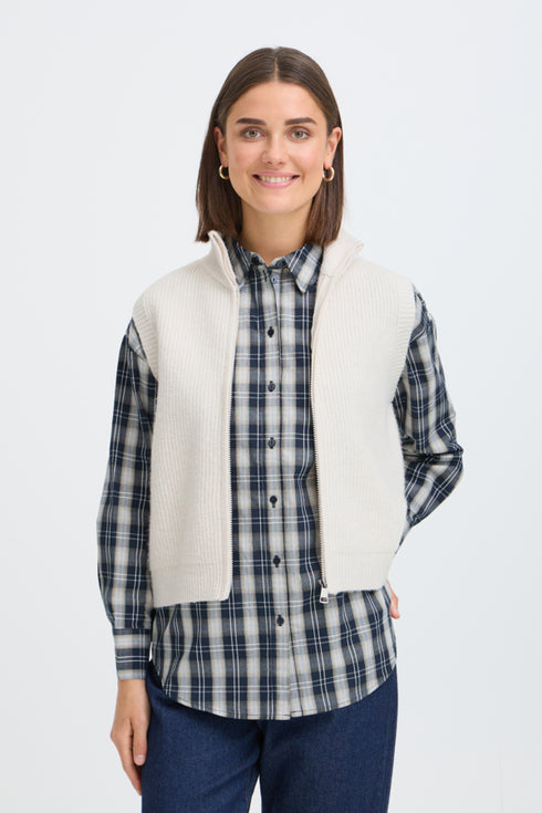 Fransa Womens Vinea Knit Waistcoat 20618426 - Whisper White