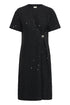 Fransa Zolana Short Sleeve Sequin Front Ruched Dress 20618467 MET - Meteorite Black
