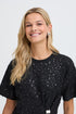Fransa Zolana Short Sleeve Sequin Front Ruched Dress 20618467 MET - Meteorite Black