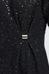 Fransa Zolana Short Sleeve Sequin Front Ruched Dress 20618467 MET - Meteorite Black