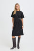 Fransa Zolana Short Sleeve Sequin Front Ruched Dress 20618467 MET - Meteorite Black