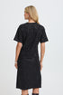 Fransa Zolana Short Sleeve Sequin Front Ruched Dress 20618467 MET - Meteorite Black