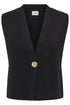 Fransa Sally Sleeveless V-Neck Knitted Waistcoat 20618485 MET - Meteorite Black