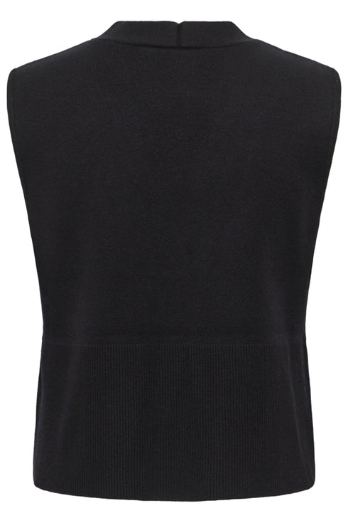 Fransa Sally Sleeveless V-Neck Knitted Waistcoat 20618485 MET - Meteorite Black