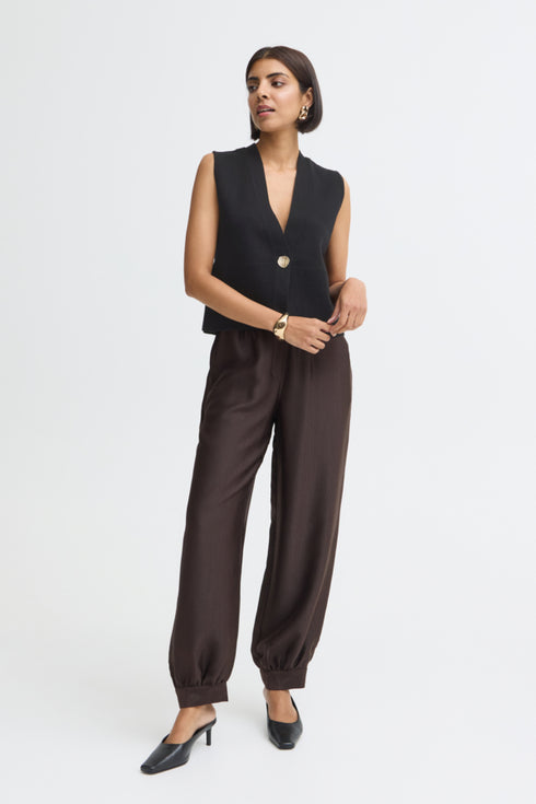 Fransa Sally Sleeveless V-Neck Knitted Waistcoat 20618485 MET - Meteorite Black