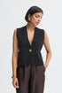Fransa Sally Sleeveless V-Neck Knitted Waistcoat 20618485 MET - Meteorite Black