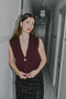 Fransa Sally Sleeveless V-Neck Knitted Waistcoat 20618485 PRT - Port Royale Red