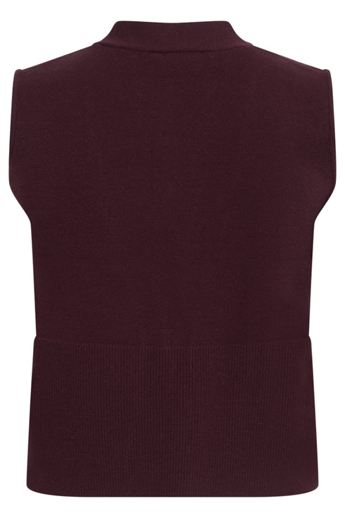 Fransa Sally Sleeveless V-Neck Knitted Waistcoat 20618485 PRT - Port Royale Red