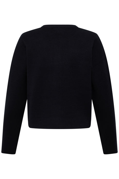 Fransa Sally Bow Clasp Detail Cropped Cardigan 20618487 MET - Meteorite Black