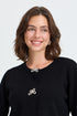 Fransa Sally Bow Clasp Detail Cropped Cardigan 20618487 MET - Meteorite Black