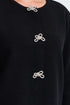 Fransa Sally Bow Clasp Detail Cropped Cardigan 20618487 MET - Meteorite Black