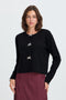Fransa Sally Bow Clasp Detail Cropped Cardigan 20618487 MET - Meteorite Black