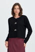 Fransa Sally Bow Clasp Detail Cropped Cardigan 20618487 MET - Meteorite Black