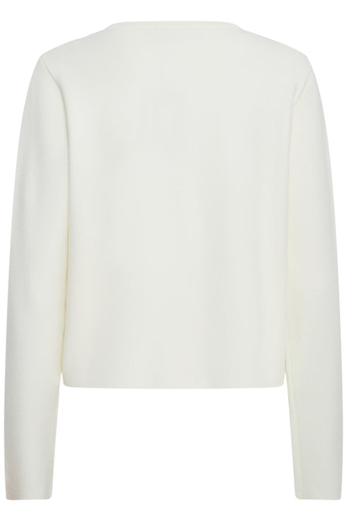 Fransa Sally Bow Clasp Detail Cropped Cardigan 20618487 WW - Whisper White