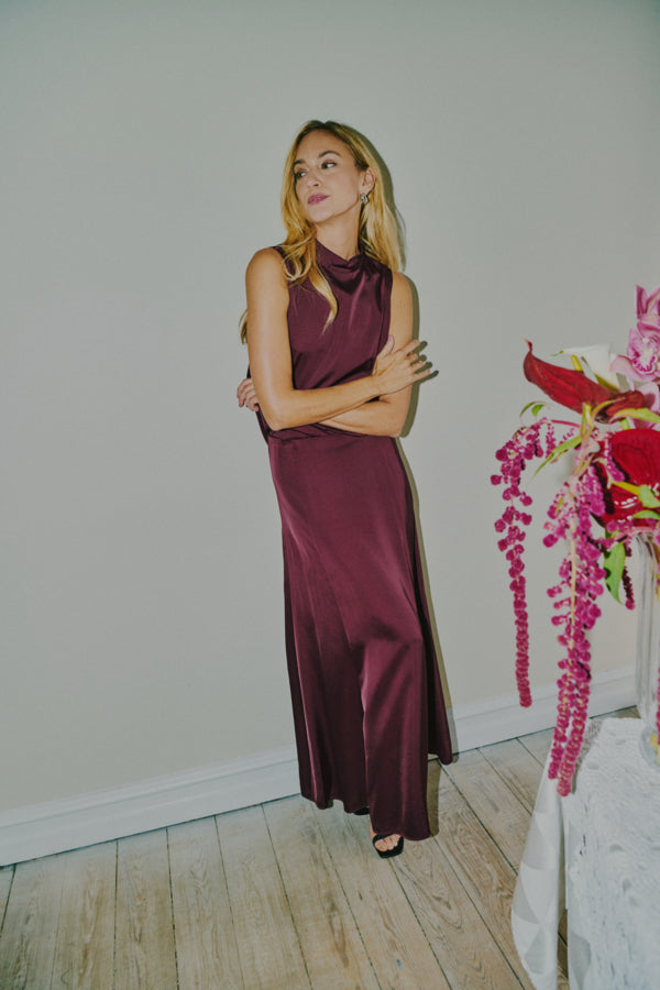 Fransa Junia High Waisted A-Line Maxi Skirt 20618534 PRT - Port Royale Burgundy