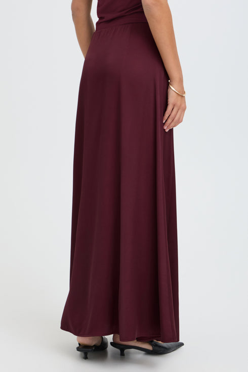 Fransa Junia High Waisted A-Line Maxi Skirt 20618534 PRT - Port Royale Burgundy