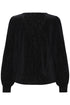 Fransa Koa Textured Velvet Long Sleeve V-Neck Blouse 20618543 MET - Meteorite Black
