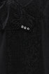 Fransa Koa Textured Velvet Long Sleeve V-Neck Blouse 20618543 MET - Meteorite Black