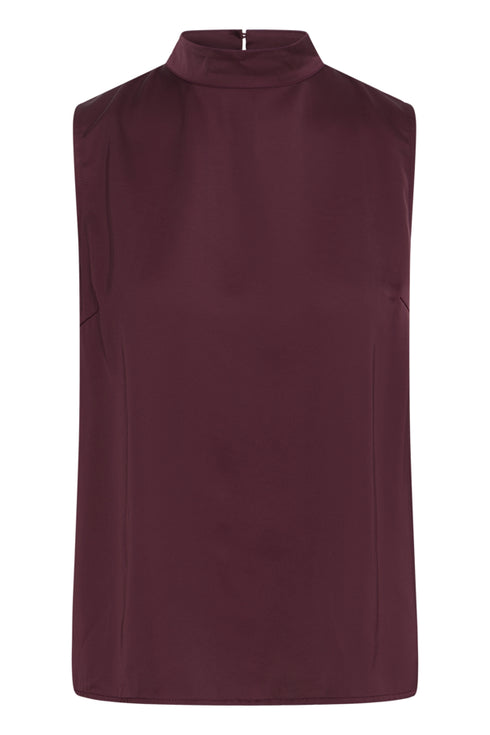 Fransa Junia High Neck Fluid Sleeveless Top 20618546 PRT - Port Royale Burgundy