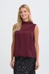 Fransa Junia High Neck Fluid Sleeveless Top 20618546 PRT - Port Royale Burgundy