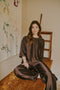Fransa Kimmy Textured Round Neck Wide Sleeve Blouse 20618634 MOL - Mole Brown