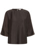 Fransa Kimmy Textured Round Neck Wide Sleeve Blouse 20618634 MOL - Mole Brown