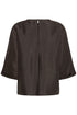 Fransa Kimmy Textured Round Neck Wide Sleeve Blouse 20618634 MOL - Mole Brown
