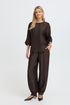 Fransa Kimmy Textured Round Neck Wide Sleeve Blouse 20618634 MOL - Mole Brown