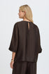 Fransa Kimmy Textured Round Neck Wide Sleeve Blouse 20618634 MOL - Mole Brown