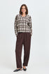 Fransa Cindy Checked Collared Button Through Cardigan 20618636 MOL - Mole Check / Brown