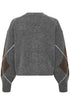 Fransa Gigi Argyle V-Neck Button Front Cardigan 20618866 GRA - Mid Grey Melange