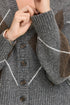 Fransa Gigi Argyle V-Neck Button Front Cardigan 20618866 GRA - Mid Grey Melange
