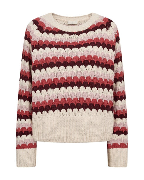 FreeQuent Nezzy Women’s Poloneck Knit – Soft Striped Pullover, Loose Fit 206304