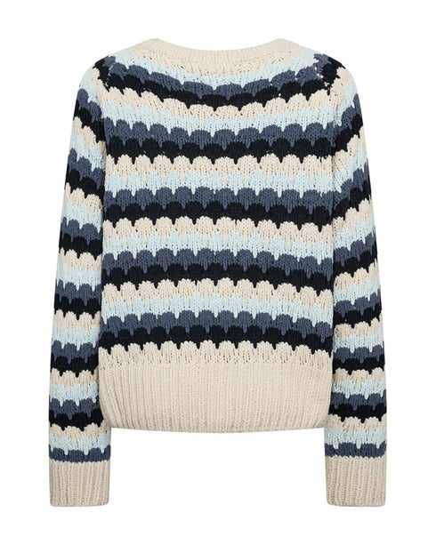 FreeQuent Nezzy Women’s Poloneck Knit – Soft Striped Pullover, Loose Fit 206304