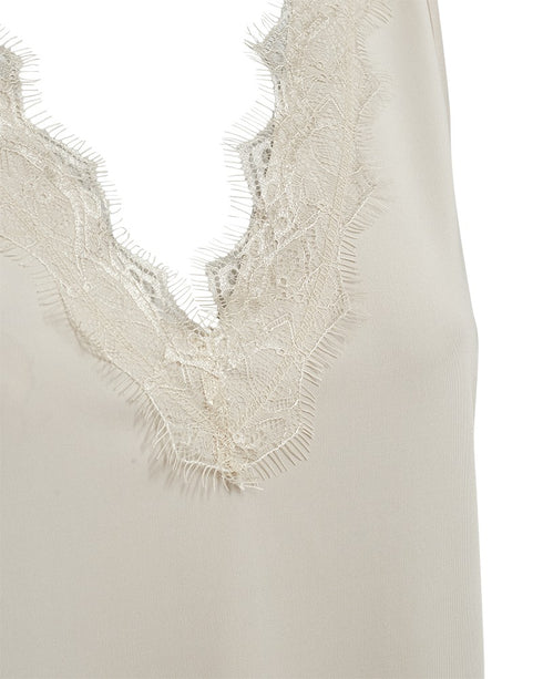 Freequent FQBICCO V-Neck Lace Trim Sleeveless Top 206329 MB - Moonbeam