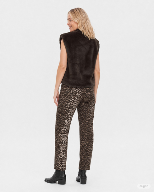 Freequent Womens Soft Faux Fur Zip Waistcoat 206471 MOLE - Mole
