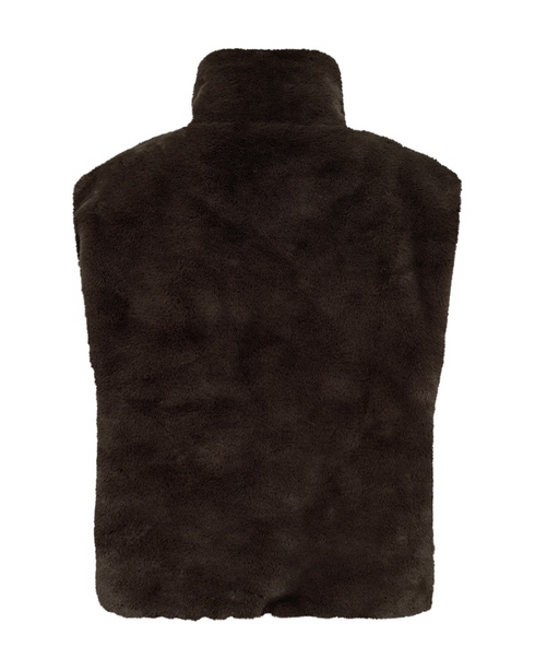 Freequent Womens Soft Faux Fur Zip Waistcoat 206471 MOLE - Mole