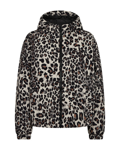 FreeQuent Ladies Quilted Leopard Jacket - Black & Beige