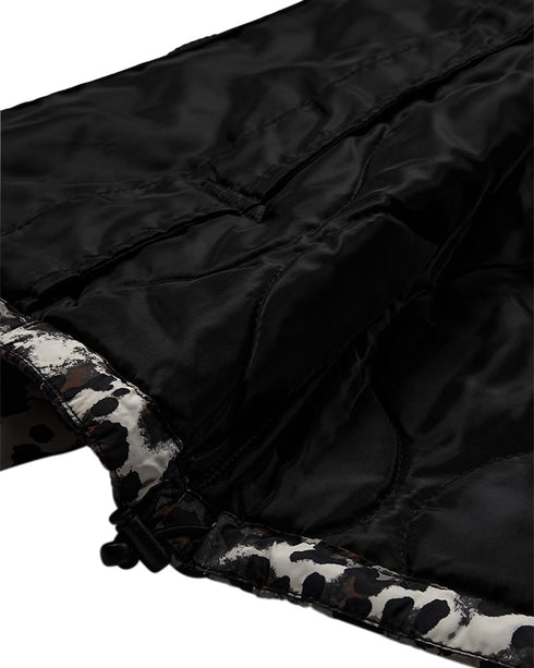 FreeQuent Ladies Quilted Leopard Jacket - Black & Beige