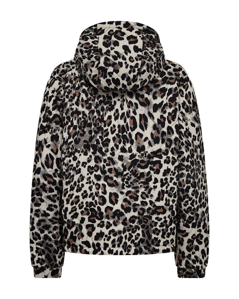 FreeQuent Ladies Quilted Leopard Jacket - Black & Beige