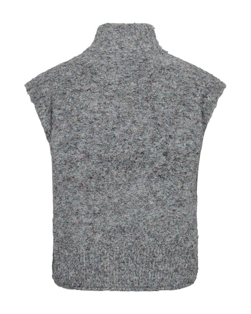 Freequent FQGRSNEMES High Neck Zip Knitted Waistcoat 206732 - Dark Grey Melange
